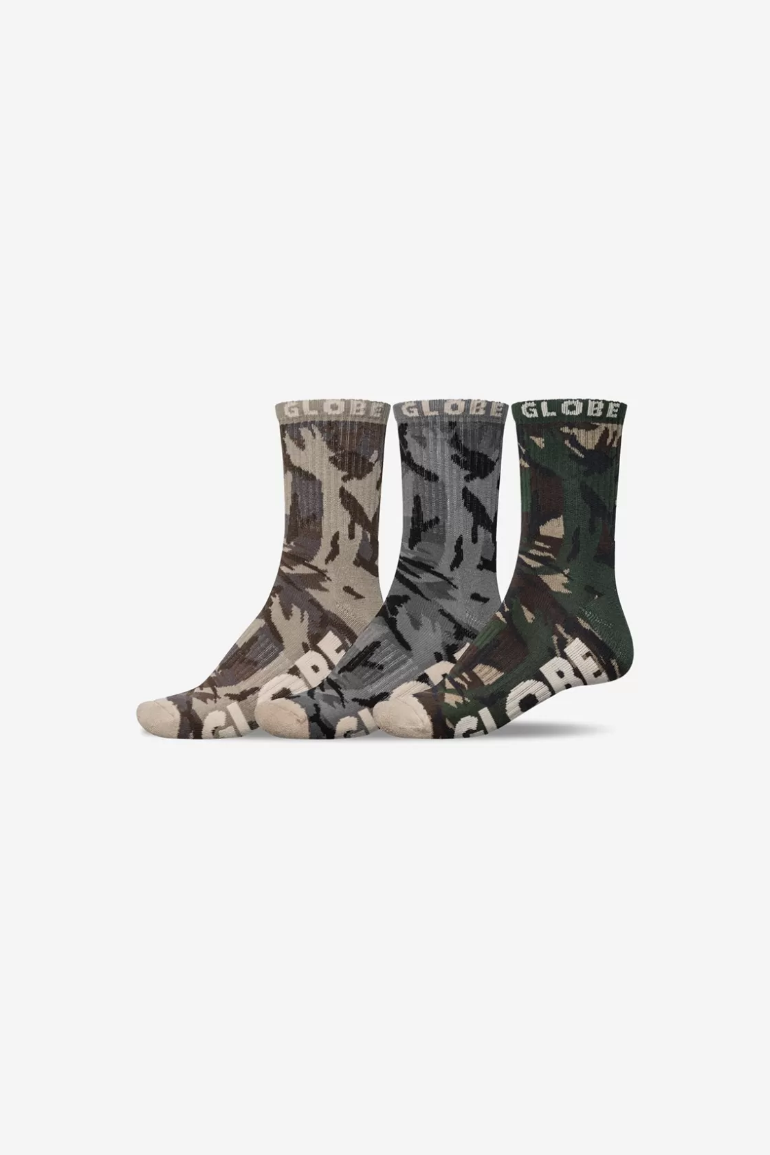 Globe Brand Eco Camo Crew Sock 3 Pack Camo/Assorted Outlet