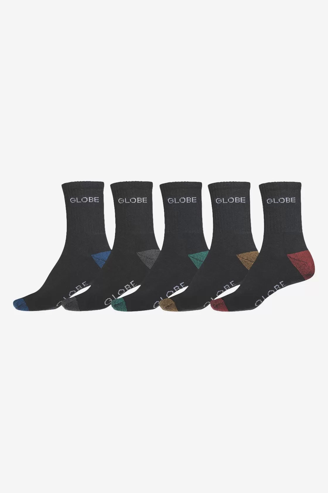 Globe Brand Ingles Crew Sock 5 Pack - Assorted Black/Assorted Store