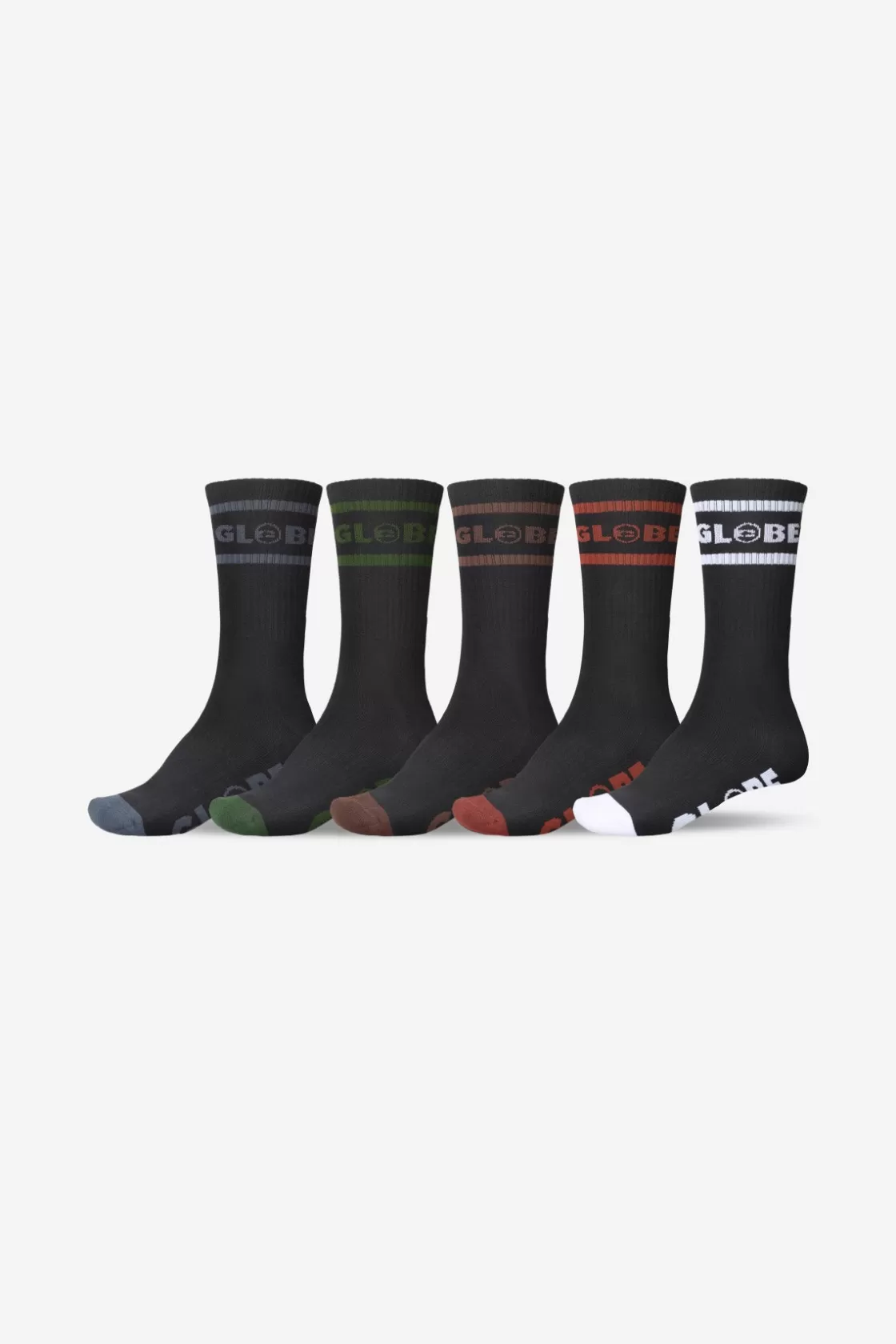 Globe Brand Tilt Hi Crew Sock 5 Pack - Black/Assorted Shop