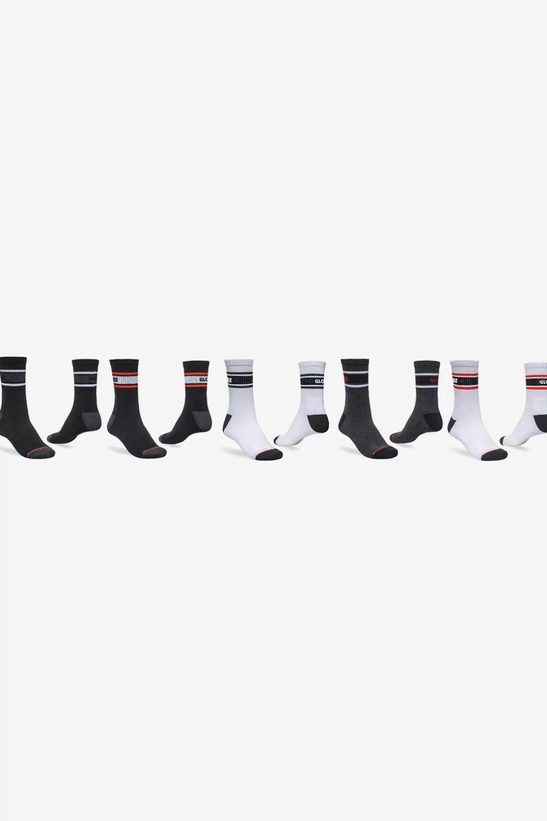 Globe Brand Triple Stripe Crew Sock 5 Pack - Assorted Flash Sale