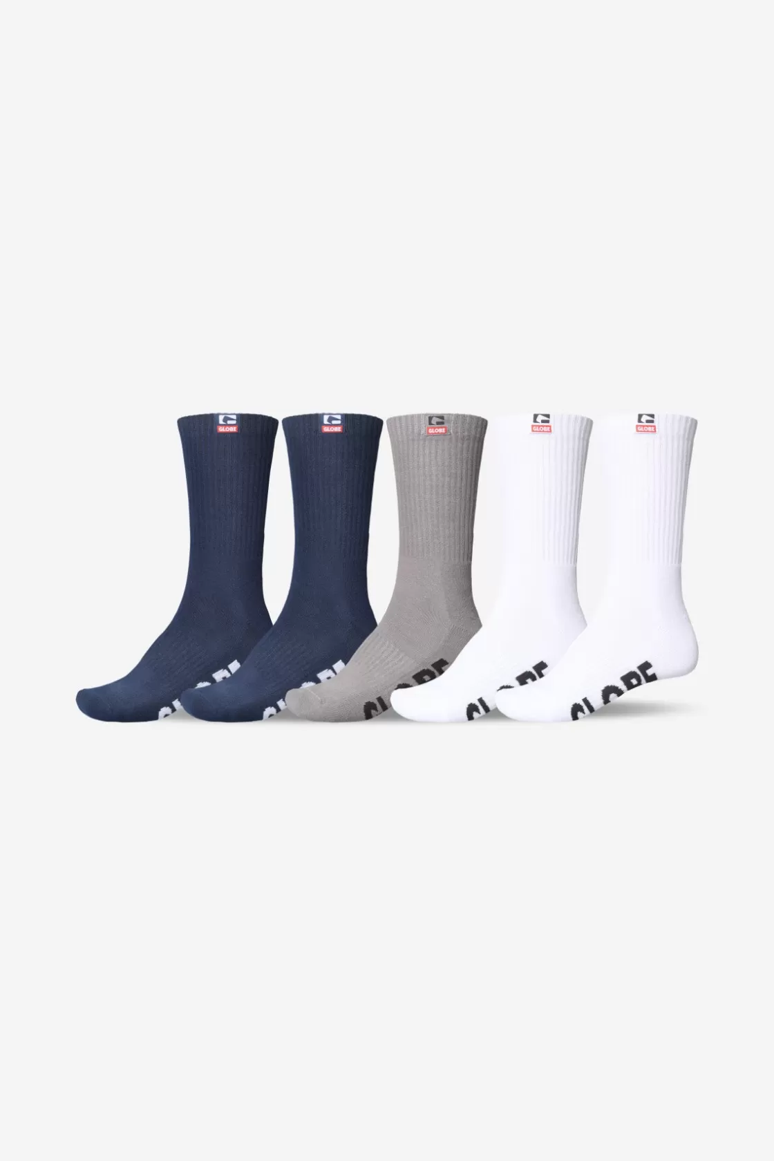 Globe Brand Woven Logo Hi Crew Sock 5 Pack - Assorted Shop